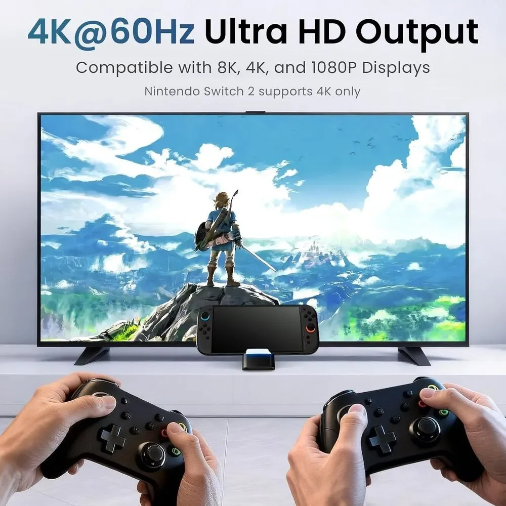 PORTHOLIC Nintendo Switch 2 Dock 4K HDMI 60W PD Portable TV Charging Stand